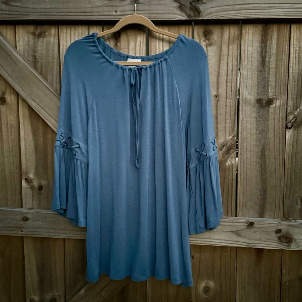 QVC Haute Hippie Tribe, knit, neckline drawcord, keyhole cutout, lace-up details